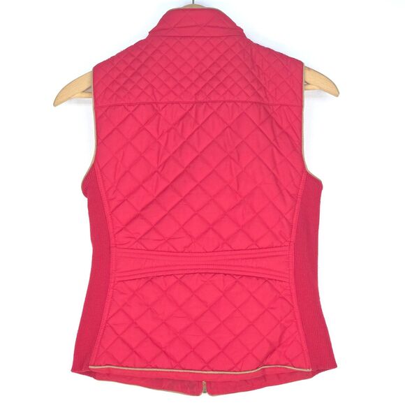 C’ESTTOI Quilted Puffer Vest Women's Medium Red Diamond Stitch Zip Riding Style - Picture 6 of 16